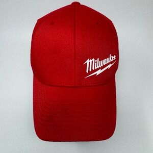 Milwaukee Tool Red Flexfit‎ Fitted Hat Baseball Cap Mens Size S-M